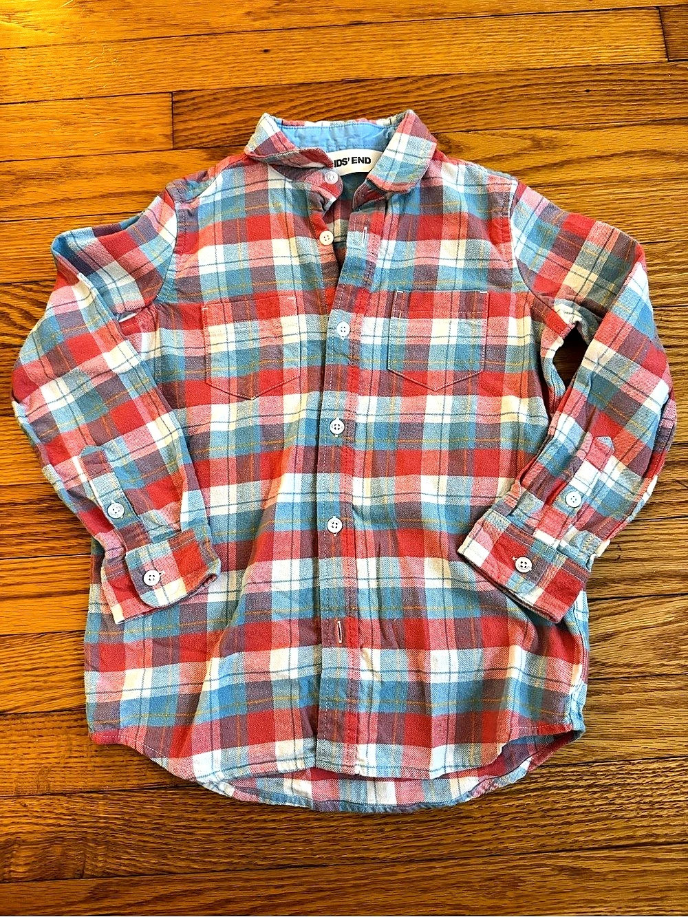 Lands' End Boys Small Plaid Button Down Shirt